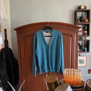 Saks Fifth Avenue Teal Knit Sweater Cotton